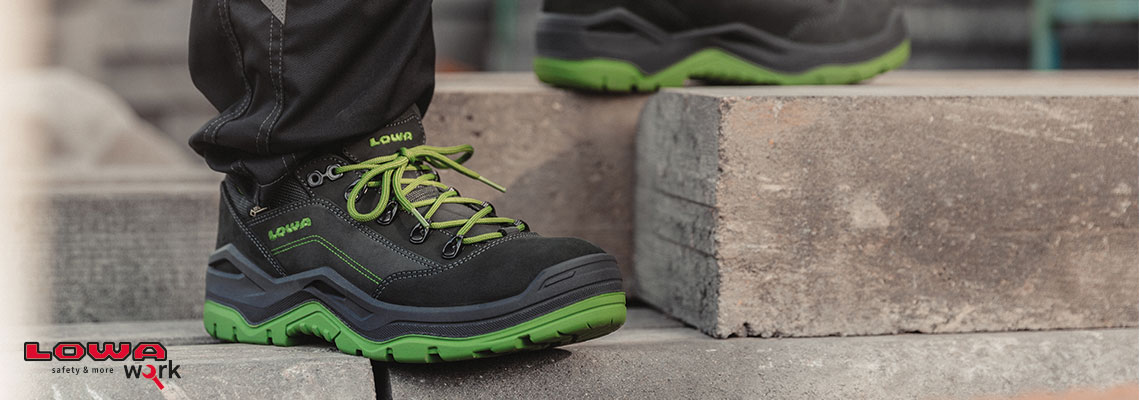 Lowa Arbeitsschutz Schuhe schwarz/grün/grau - Baustelle