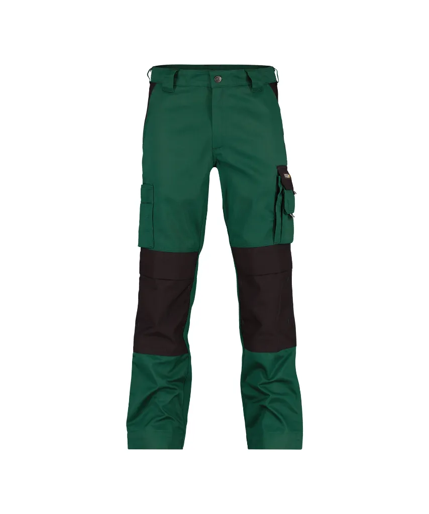 dassy-boston-two-tone-work-trousers-knee-pockets-bottle-green-black-front.webp