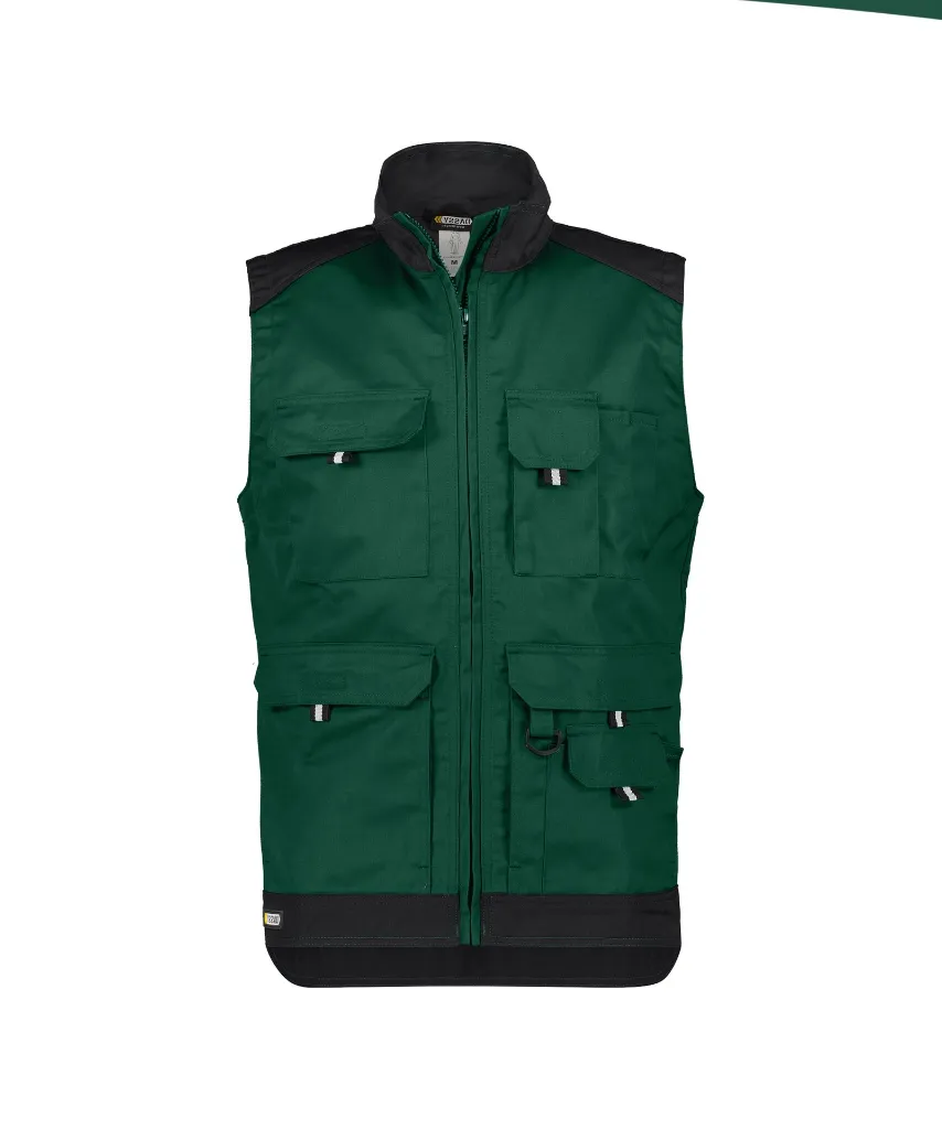 dassy-faro-two-tone-sleeveless-work-jacket-bottle-green-black-front.webp