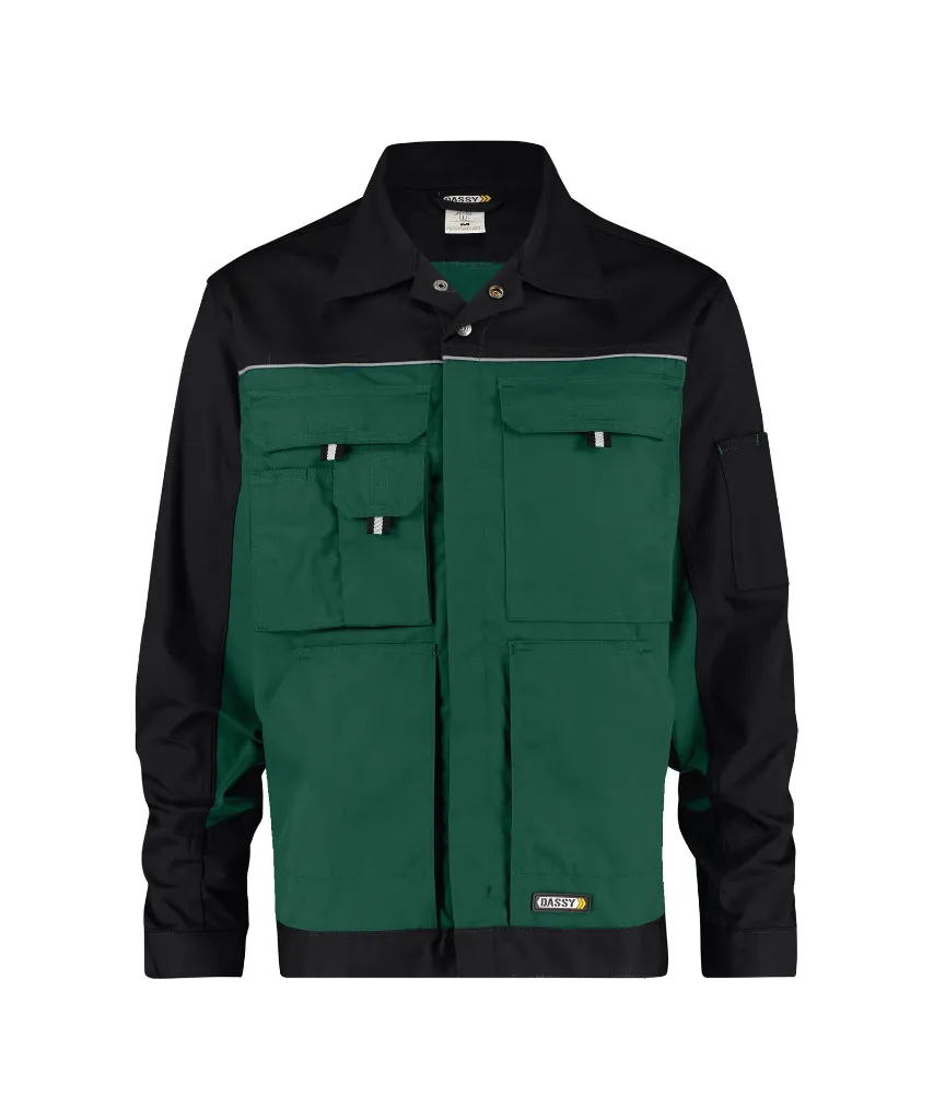 dassy-lugano-two-tone-work-jacket-bottle-green-black-front.webp