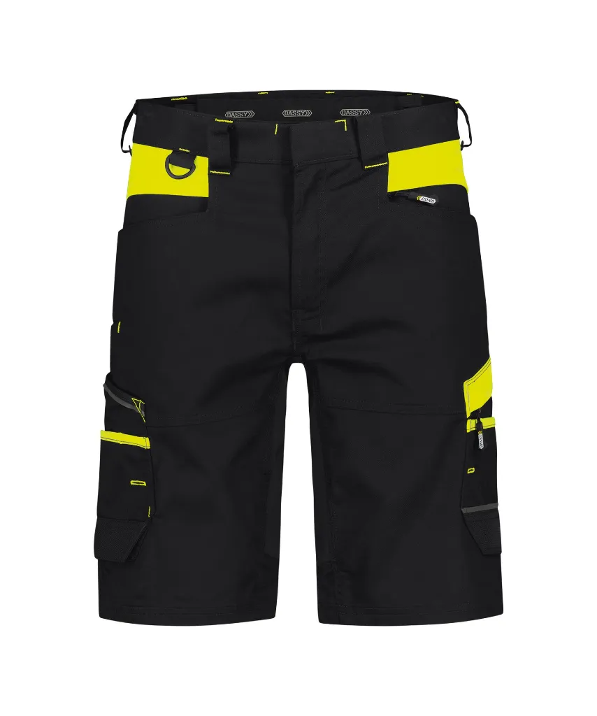 dassy-manilla-work-shorts-stretch-black-yellow-front.webp