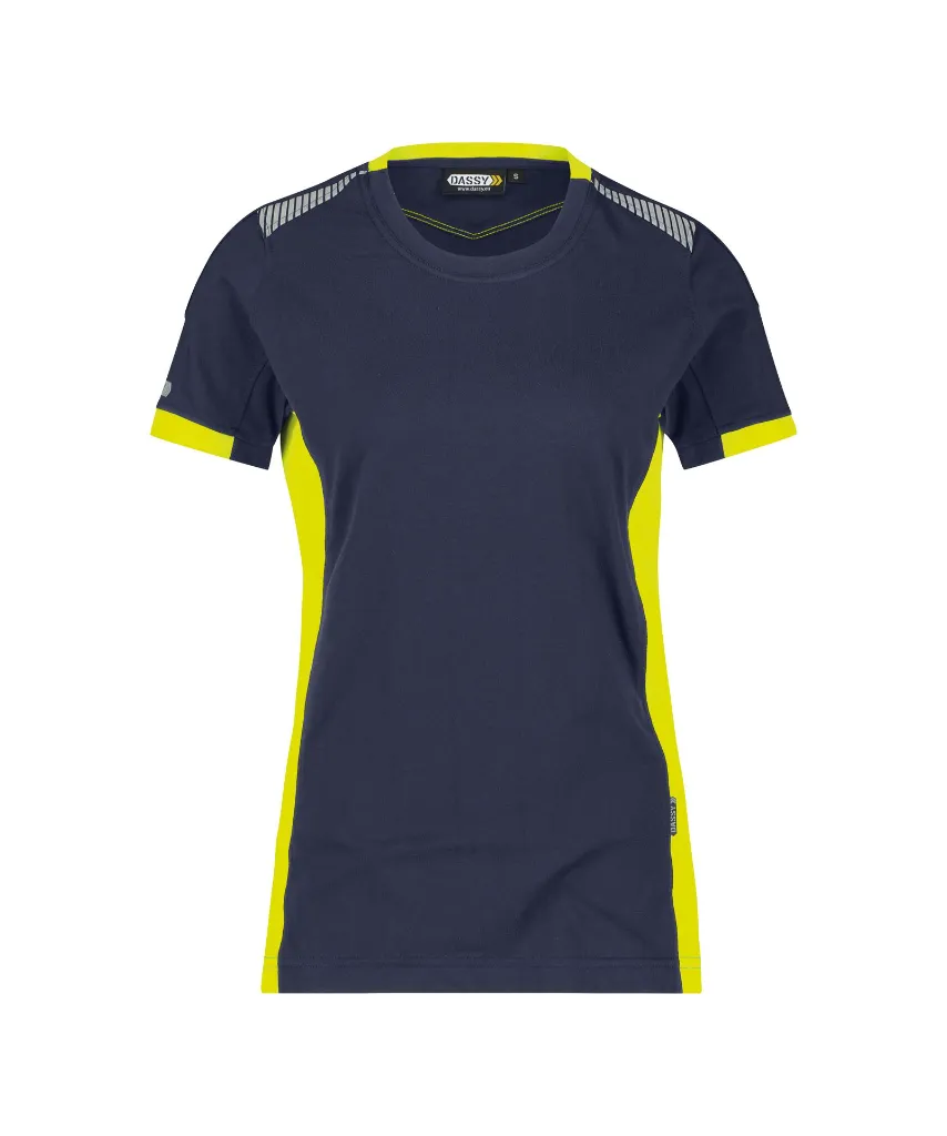 dassy-tampico-women-t-shirt-midnight-blue-fluo-yellow-front.webp