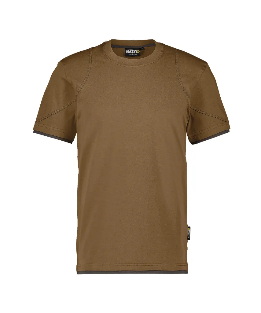 dassy-kinetic-t-shirt-clay-brown-anthracite-grey-front.webp