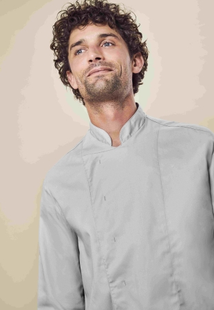 [00200110-0018] Kochjacke Druckknopfleiste 5580 v. Greiff (lichtgrau, 4XL)