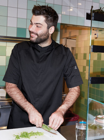 [02016021-0008] Kochjacke KA Druckknopfleiste 5573 v. Greiff (schwarz, 4XL)